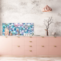 Contemporary glass kitchen panel - Wide format wall backsplash with or without magnetic properties - Colourful Variety Series: Shiny pearls 2