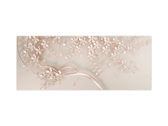 Panel de cocina de vidrio contemporáneo - Salpicadero de pared de gran formato con o sin propiedades magnéticas - Serie Variedad Colorida: Árbol decorativo beige