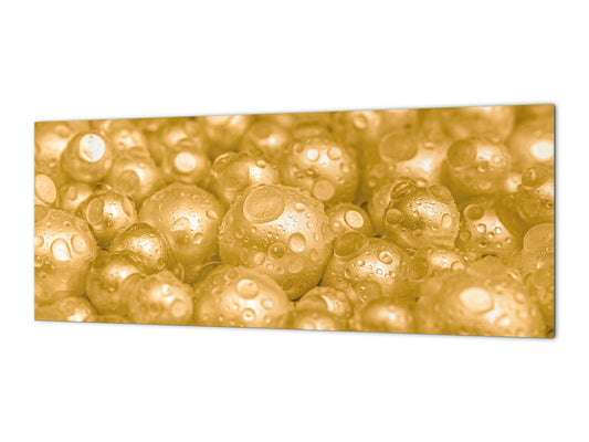 Contemporary glass kitchen panel - Wide format wall backsplash with or without magnetic properties - Colourful Variety Series: Golden pearls