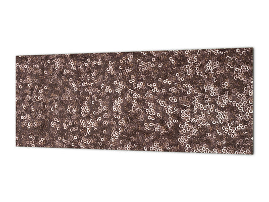 Contemporary glass kitchen panel - Wide format wall backsplash with or without magnetic properties - Colourful Variety Series: Gold brown sequins