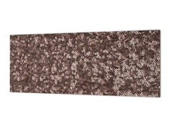 Contemporary glass kitchen panel - Wide format wall backsplash with or without magnetic properties - Colourful Variety Series: Gold brown sequins