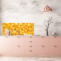 Contemporary glass kitchen panel - Wide format wall backsplash with or without magnetic properties - Colourful Variety Series: Shiny yellow surface