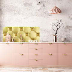 Stylish glass backsplash - Photo glass upstand w/wo magnetic properties - Decorative Surfaces Series: Golden leather upholstery 1