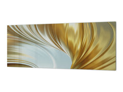 Design glass backsplash - Tempered Glass splashback - Golden Waves Series: Gold satin background