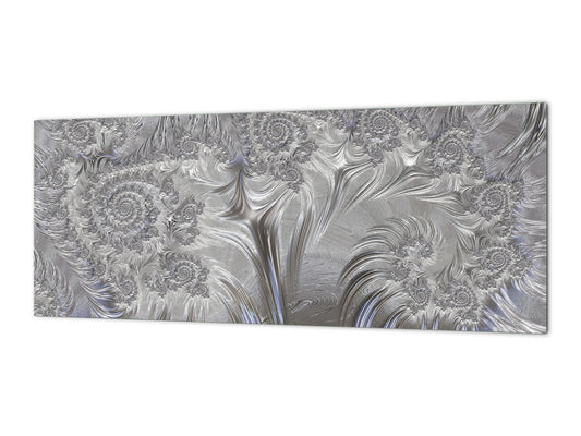 Stylish glass backsplash - Photo glass upstand w/wo magnetic properties - Decorative Surfaces Series: Silver waves