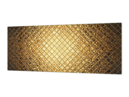 Design glass backsplash - Tempered Glass splashback - Golden Waves Series: Sparkling pattern