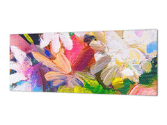 Toughened printed glass backsplash - Kitchen wall splashback will or without magnetic properties - Paintings Series: Impressionist flowers