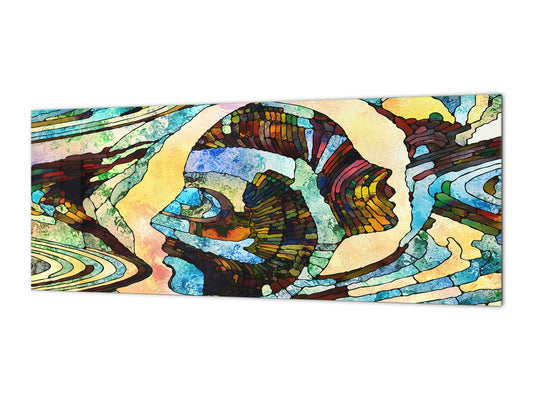 Toughened printed glass backsplash - Kitchen wall splashback will or without magnetic properties - Paintings Series: Stained glass