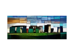 Toughened printed glass backsplash - Kitchen wall splashback will or without magnetic properties - Paintings Series: Cubist Stonehenge