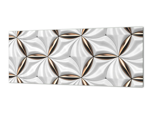 Stylish glass backsplash - Photo glass upstand w/wo magnetic properties - Decorative Surfaces Series: Golden-white tiles