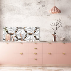 Stylish glass backsplash - Photo glass upstand w/wo magnetic properties - Decorative Surfaces Series: Golden-white tiles