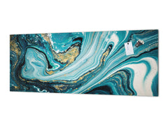 Contemporary glass kitchen panel - Wide format wall backsplash Colourful abstractions Series: New ocean briefing