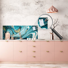 Contemporary glass kitchen panel - Wide format wall backsplash Colourful abstractions Series: New ocean briefing