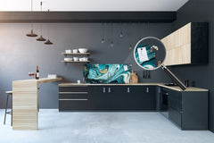 Contemporary glass kitchen panel - Wide format wall backsplash Colourful abstractions Series: New ocean briefing