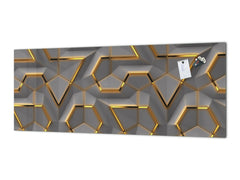 Contemporary glass kitchen panel - Wide format wall backsplash with or without magnetic properties - Colourful Variety Series: Glossy geometric modules