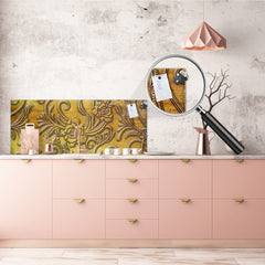 Stylish glass backsplash - Photo glass upstand w/wo magnetic properties - Decorative Surfaces Series: Metal flowers