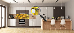 Design glass backsplash - Tempered Glass splashback - Golden Waves Series: Gold bars