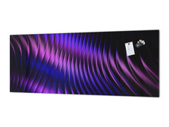 Contemporary glass kitchen panel - Wide format wall backsplash with or without magnetic properties - Colourful Variety Series: Purple fabric 1