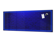 Toughened printed glass backsplash - Kitchen wall panel: Textures and tiles 1 Series Oxidized copper ornament: Neon light