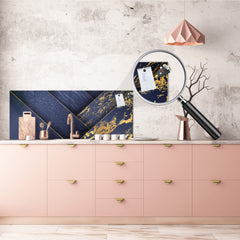 Stylish glass backsplash - Photo glass upstand w/wo magnetic properties - Decorative Surfaces Series: Luxury blue panels