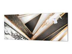 Stylish glass backsplash - Photo glass upstand w/wo magnetic properties - Decorative Surfaces Series: Black and white interwoven with gold 2