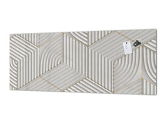 Stylish glass backsplash - Photo glass upstand w/wo magnetic properties - Decorative Surfaces Series: White hexagons