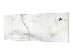 Contemporary glass kitchen panel - Wide format wall backsplash Marbles 2 Series: White marble design