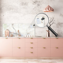 Contemporary glass kitchen panel - Wide format wall backsplash Marbles 2 Series: White marble design