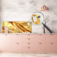 Design glass backsplash - Tempered Glass splashback - Golden Waves Series: Luxury fabric 2
