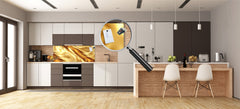 Design glass backsplash - Tempered Glass splashback - Golden Waves Series: Luxury fabric 2