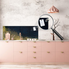 Design glass backsplash - Tempered Glass splashback - Golden Waves Series: Wave of glitter