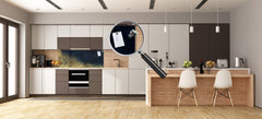 Design glass backsplash - Tempered Glass splashback - Golden Waves Series: Wave of glitter