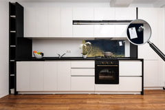 Design glass backsplash - Tempered Glass splashback - Golden Waves Series: Wave of glitter