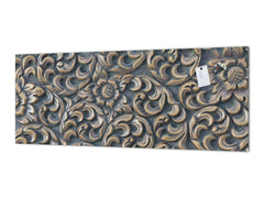 Stylish glass backsplash - Photo glass upstand w/wo magnetic properties - Decorative Surfaces Series: Wooden flowers