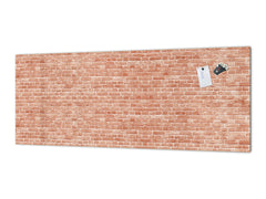 Toughened printed glass backsplash - Kitchen wall panel: Textures and tiles 1 Series Oxidized copper ornament: Vintage red brick texture