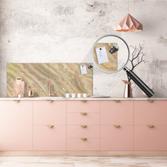 Design glass backsplash - Tempered Glass with or without magnetic properties Marbles 1 Series: Golden mineral
