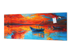 Toughened printed glass backsplash - Kitchen wall splashback will or without magnetic properties - Paintings Series: Canvas colourful cat