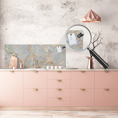 Contemporary glass kitchen panel - Wide format wall backsplash Marbles 2 Series: Natural breccia marble