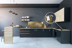 Design glass backsplash - Tempered Glass splashback - Golden Waves Series: Golden metal strips