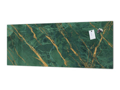 Design glass backsplash - Tempered Glass splashback with or without magnetic properties - Marbles 1 Series Green marble with golden veins 2