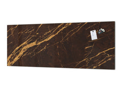Contemporary glass kitchen panel - Wide format wall backsplash Marbles 2 Series: Abstract brown