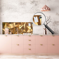 Design glass backsplash - Tempered Glass splashback - Golden Waves Series: Stylish triangles