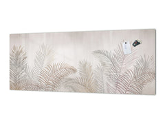 Printed glass horizontal splashback - Tempered Glass Wall Panel Cities Series BBS22: Vintage leaves and patterns Series: Tropical palm leaves
