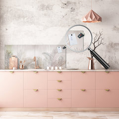 Printed glass horizontal splashback - Tempered Glass Wall Panel Cities Series BBS22: Vintage leaves and patterns Series: Tropical palm leaves