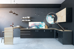 Contemporary glass kitchen panel - Wide format wall backsplash Colourful abstractions Series: Abstract fluid art