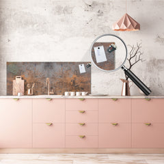 Stunning glass wall art - Wide format wall backsplash Rusted textures Series: Rusty rock stone