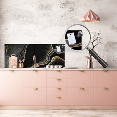 Contemporary glass kitchen panel - Wide format wall backsplash Colourful abstractions Series: Glossy waves