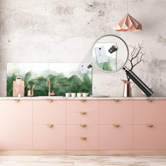 Design glass backsplash - Tempered Glass with or without magnetic properties Marbles 1 Series: Green marble leaves