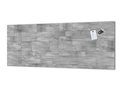 Toughened printed glass backsplash - Kitchen wall panel: Textures and tiles 1 Series Oxidized copper ornament: Grey irregularity 1