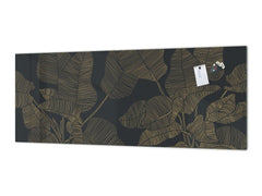 Printed glass horizontal splashback - Tempered Glass Wall Panel Cities Series BBS22: Vintage leaves and patterns Series: Botanical modern art